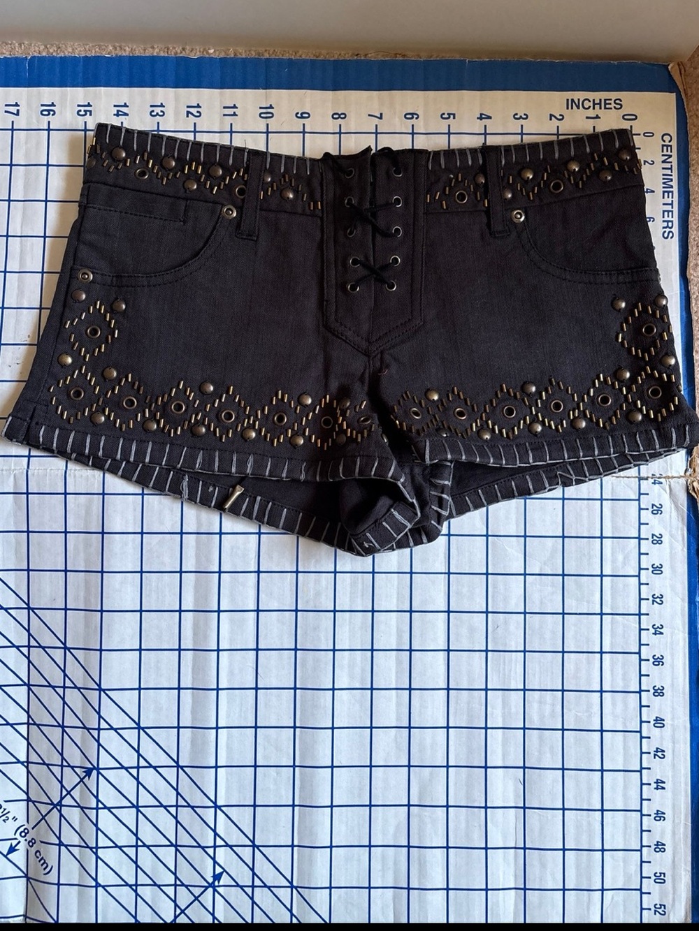 Topshop Kate Moss studded lace up shorts